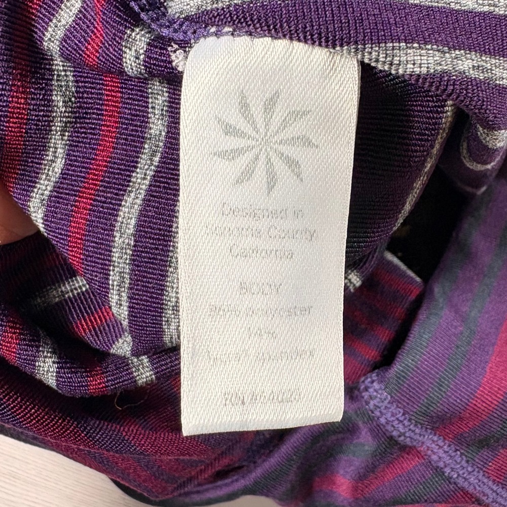 Athleta Striped High Rise Leggings Purple Burgundy Grey Small 349333-01 FA16 - Picture 4 of 11